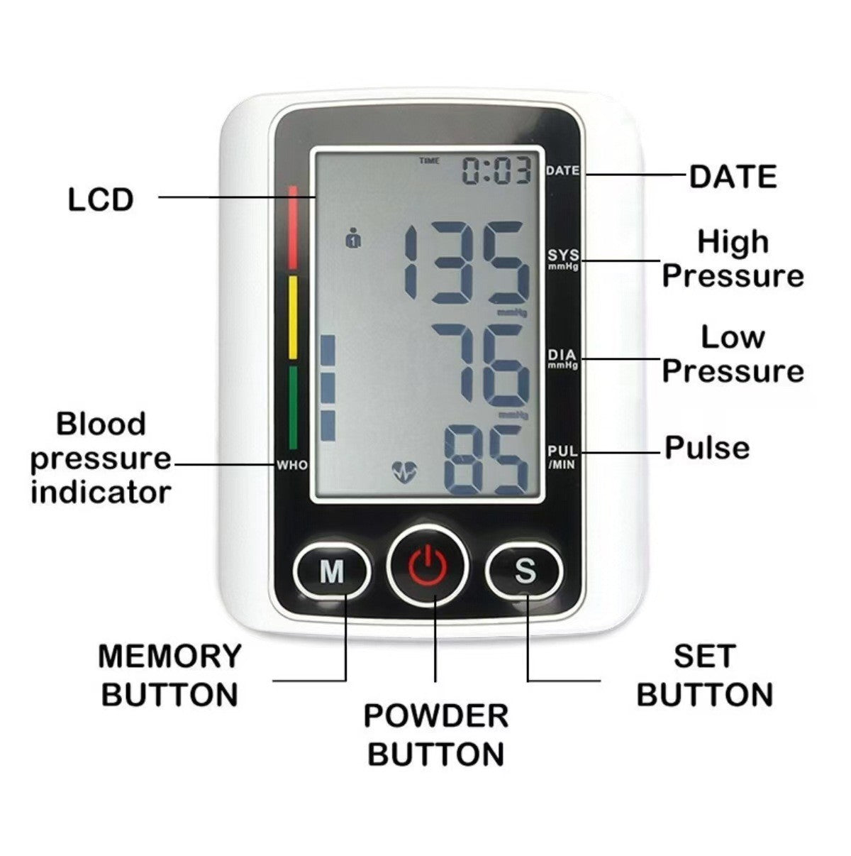 Blood Pressure Monitor Upper Arm, Automatic Digital Upper Arm Blood Pressure Voice Talking