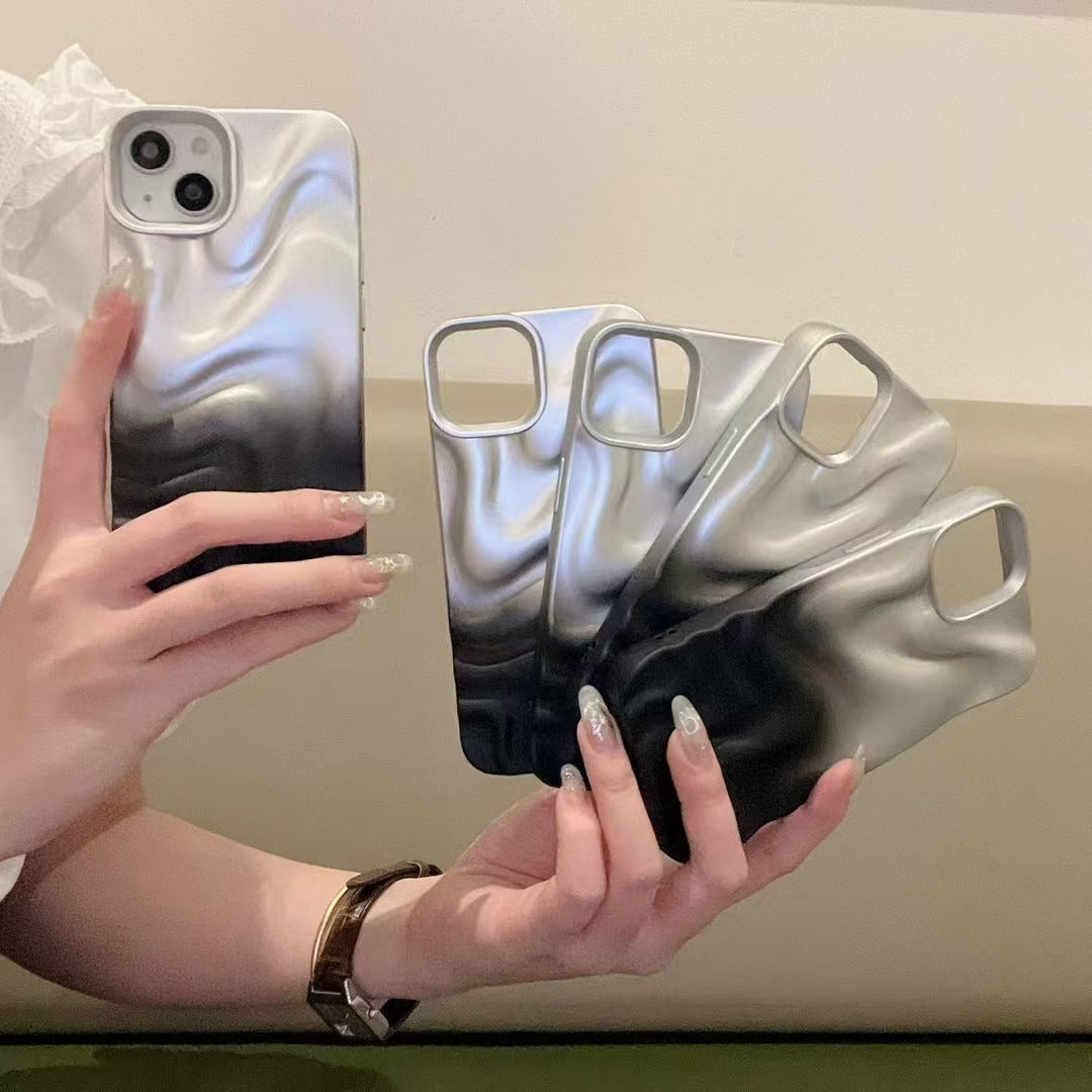 Simple Silver Black Water Ripple Three-dimensional Phone Case