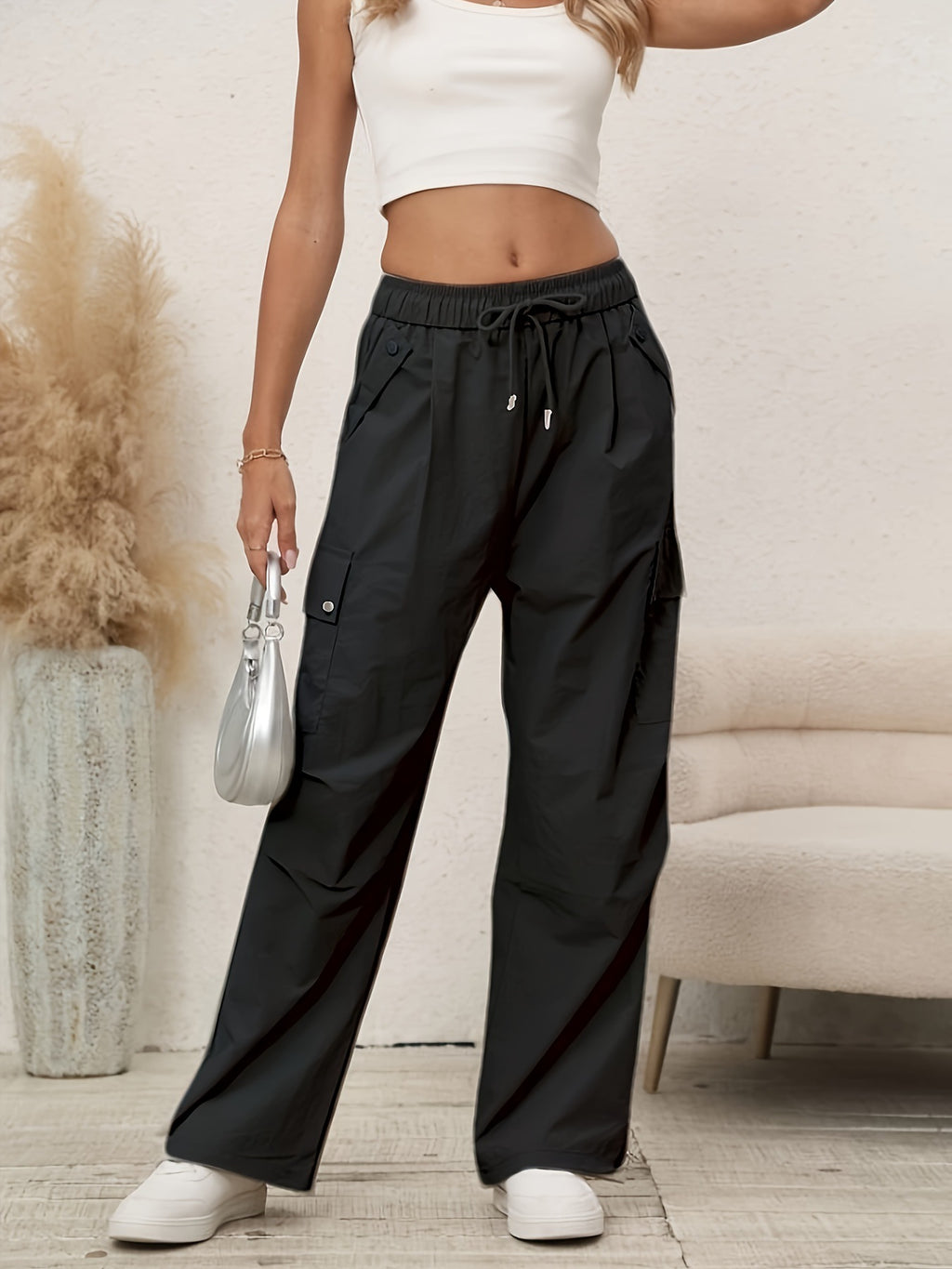 European And American Trousers High Waist Loose Tappered Wide-leg Overalls