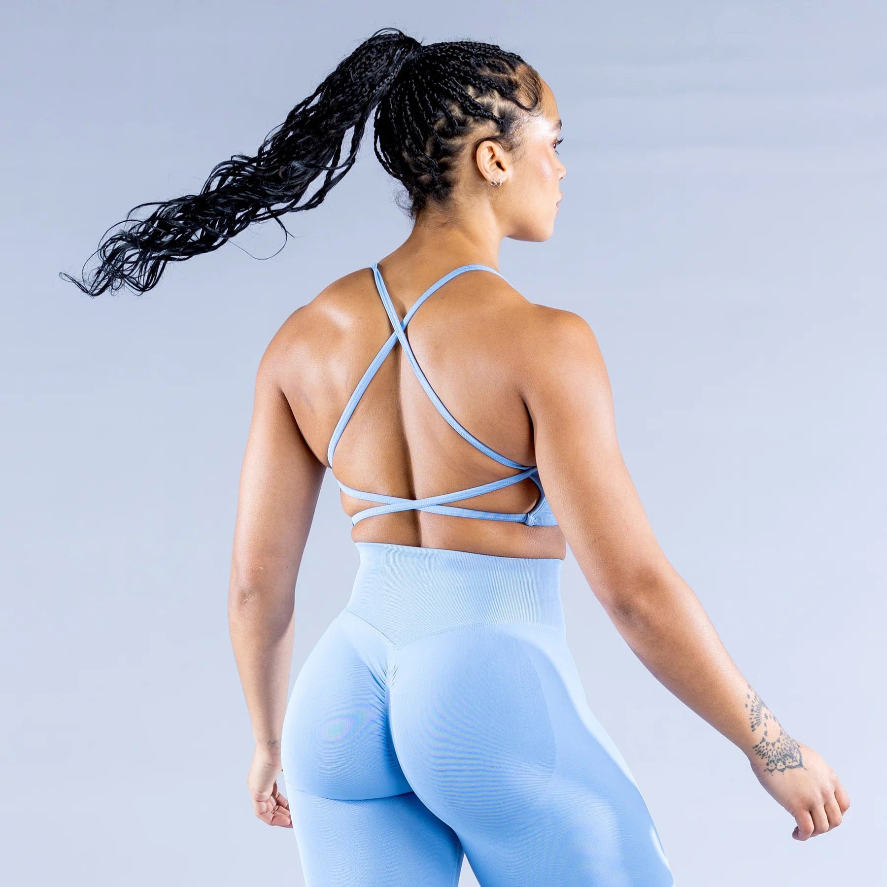 High Elastic Shockproof Cross Back Full Extinction Jinammonia Bare Back Seamless Sports Bra