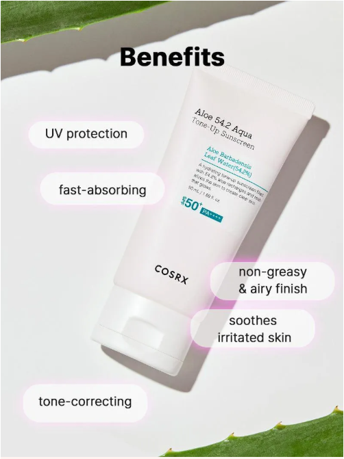 COSRX Aloe 54.2 Aqua Tone-up Sunscreen SPF 50+ PA++++ 50ml
