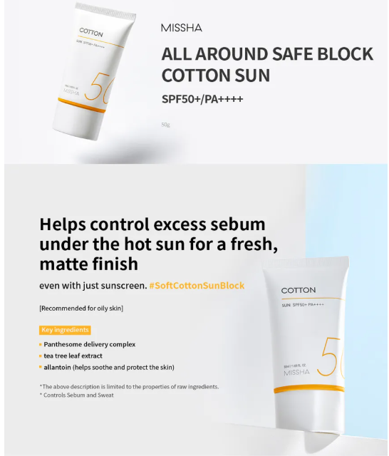 MISSHA All Around Safe Block Cotton Sun SPF50+ PA++++ 50ml