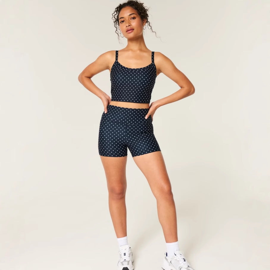 Ladies Home Leisure Suit Polka Dot Print Casual Suspender Top Shorts Suit