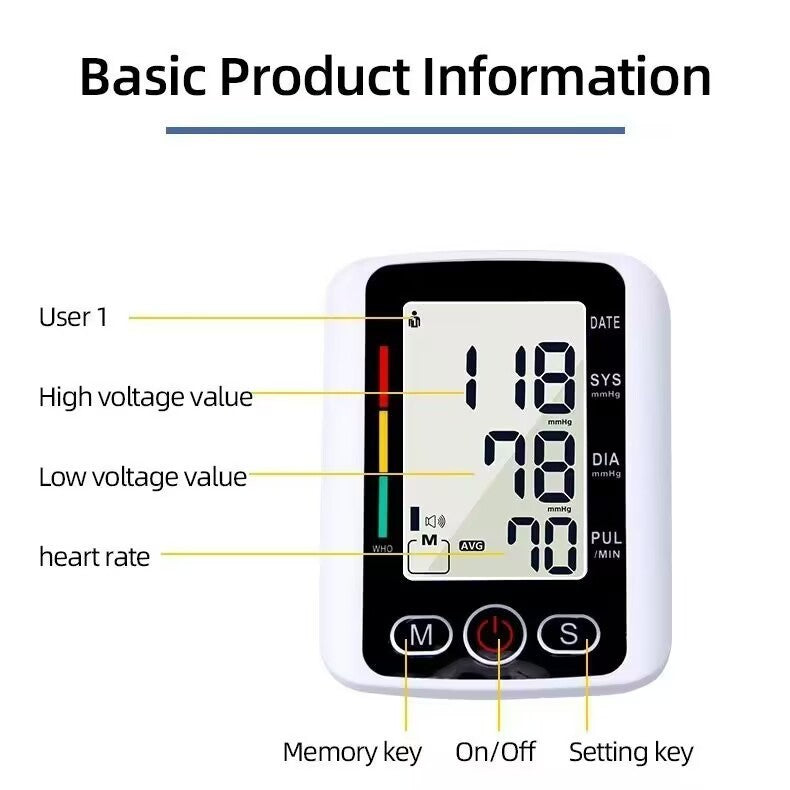 Blood Pressure Monitor Upper Arm, Automatic Digital Upper Arm Blood Pressure Voice Talking