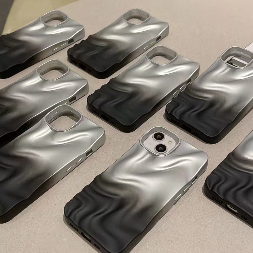 Simple Silver Black Water Ripple Three-dimensional Phone Case