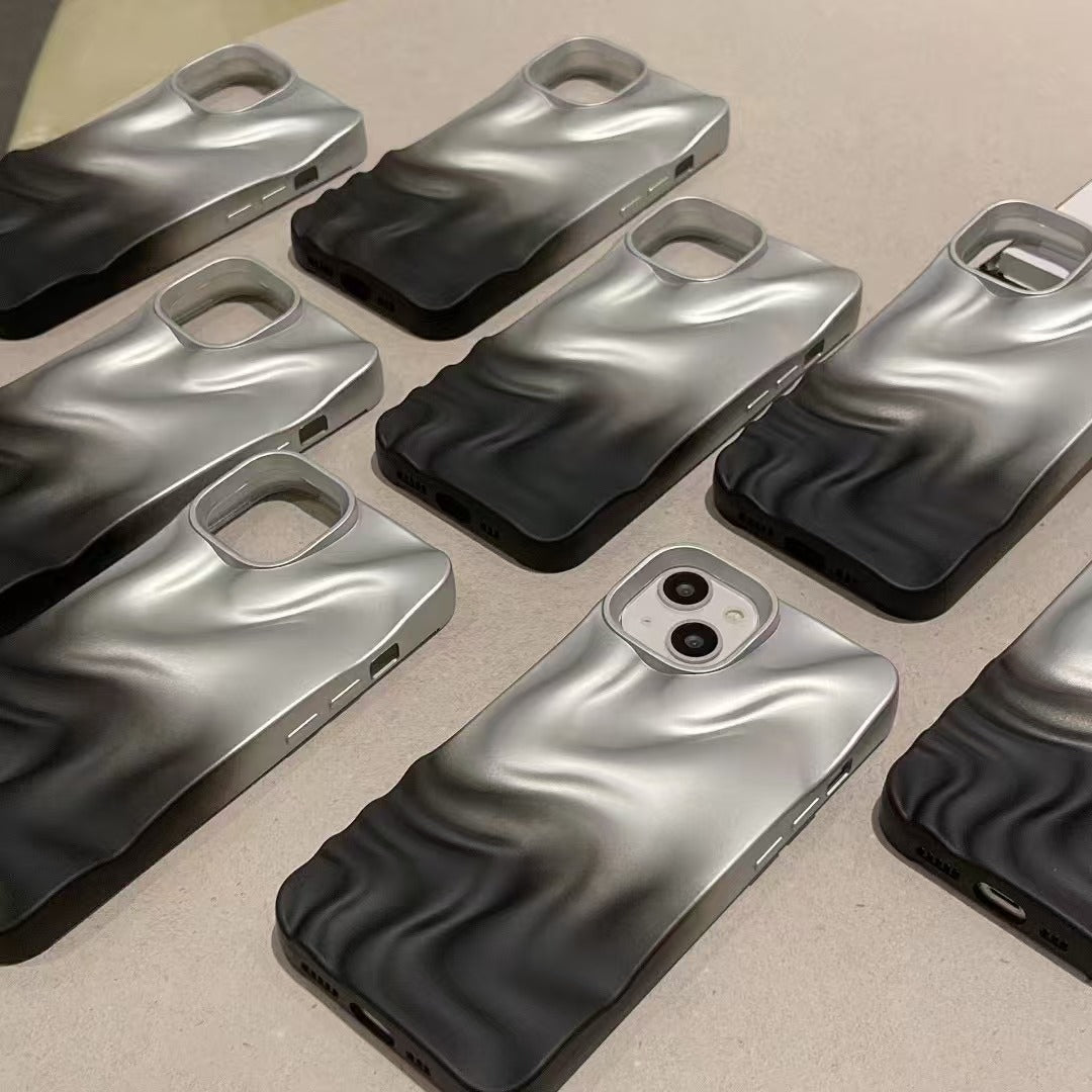 Simple Silver Black Water Ripple Three-dimensional Phone Case